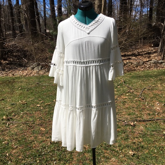 🌸Boho Crochet Lace Trim Babydoll Dress - Picture 6 of 8